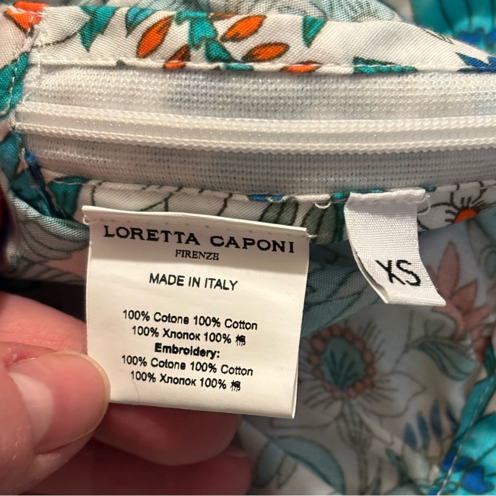 NEW LORETTA CAPONI | Florinda Floral Smocked Cotton Crop Top in Surfinas Sz XS - Picture 6 of 9